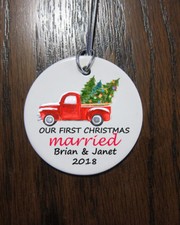 Our first Christmas married truck Christmas Ornament 2022 custom