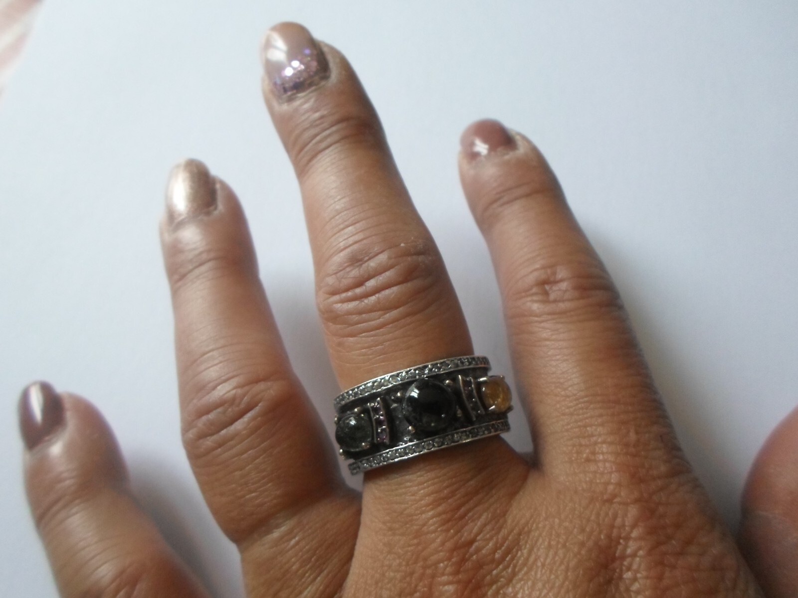 solid silver ring, multi stone ring, size 61/62 - image 5