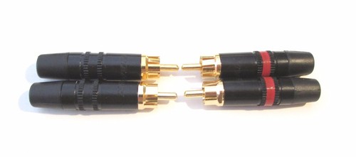 4 connettori a saldare professionali Neutrik Gold RCA Phono NYS373 rosso e nero Rean - Foto 2 di 4