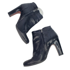 Ann Taylor Loft Black Embossed Faux Snakeskin Ankle Boots Heels 9 New