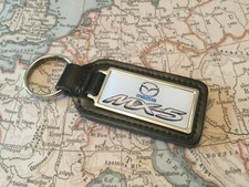 MAZDA MX 5 Quality Black Real Leather Keyring  OBLONG  1