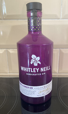 Empty Whitley Neill Rhubarb & Ginger Gin Glass Bottle  - Upcycle Craft / Display