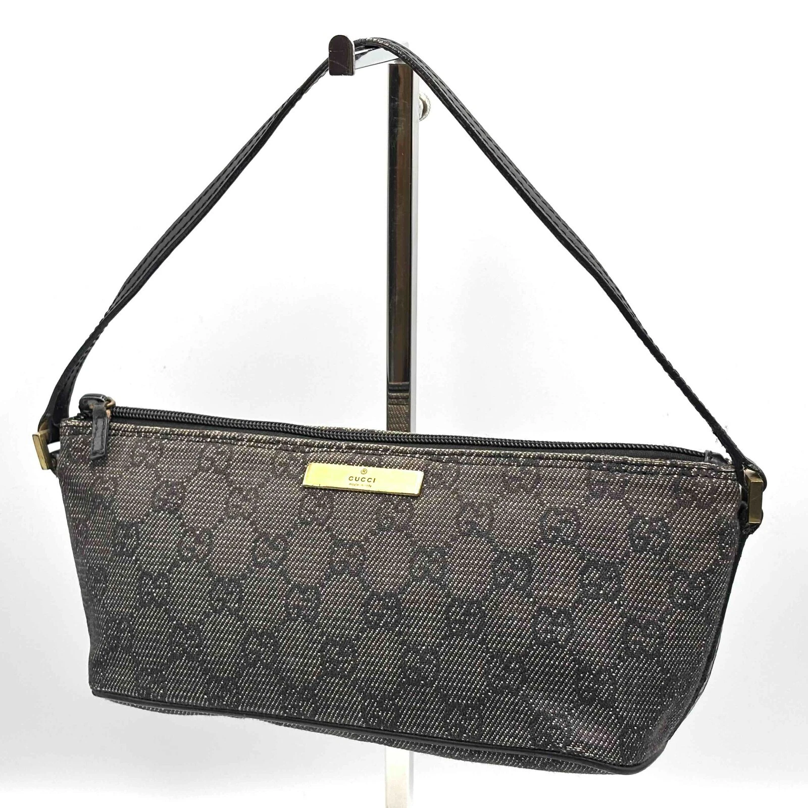 Gucci Borsa Accessorio Marsupio GG Tela Nero Grigio Autentica