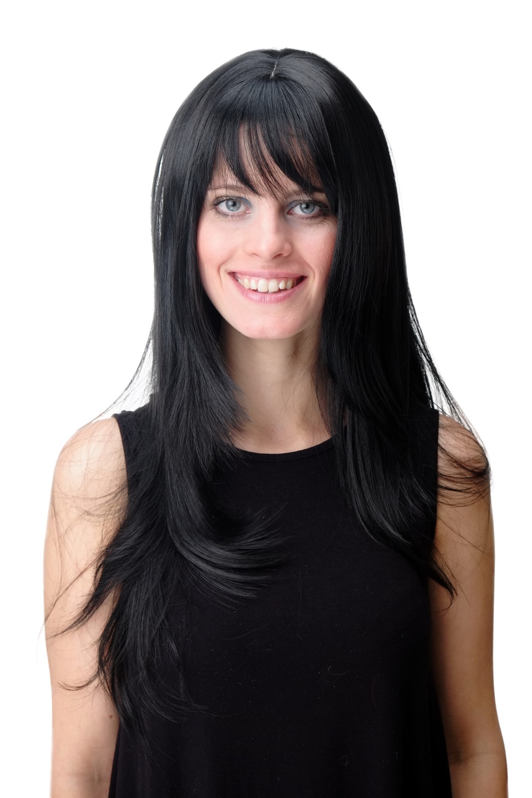 WIG ME UP Ladies Wig Long Straight Layered Long Bangs Black GFW09-1B