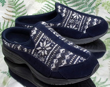EASY SPIRIT TRAVELTIME BLUE SUEDE FABRIC LOAFERS MULES SHOES US WOMENS SZ 6.5 W