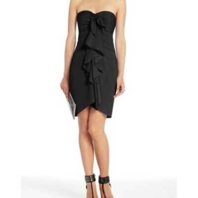 BCBGMAXAZRIA Gina Dress NWT! Sz 2 Black Rouched Ruffled Front Strapless |  eBay