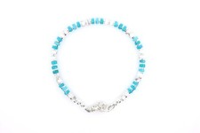 Turquoise Heishi Bracelet, 4mm Arizona Kingman Turquoise White Buffalo Howlite