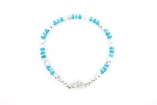 Turquoise Heishi Bracelet, 4mm Arizona Kingman Turquoise & White Buffalo Howlite
