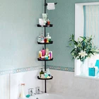 4 Tier Corner Shower Caddy Tension Pole Adjustable Rustproof Bathroom Organizer