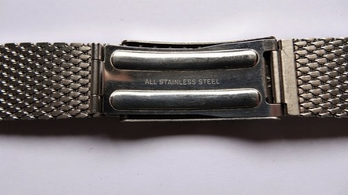 BULOVA heavy mesh stainless steel vintage bracelet watch band 18mm curved ends - Picture 4 of 8