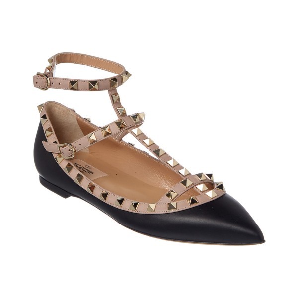 Valentino Garavani Rockstud Black Cage Ballet Flat Size 40 W