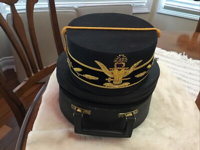 33rd Degree Scottish Rite Ceremonial Double Eagle Hat With Case - Size 7-1/8