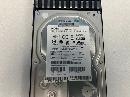 HPe 718302-001 4TB 6G SAS MSA 3.5" Hot Plug HDD C8R26A 790339-003 719772-001 - Picture 2 of 2