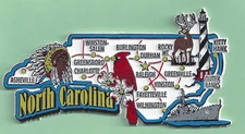 NORTH  CAROLINA    STATE MAP JUMBO  MAGNET  7 COLOR  RALEIGH, CHARLOTTE, DURHAM