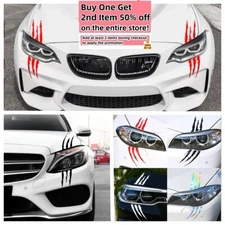One Pair Monster Claw Scratch Headlight Reflective Decal Auto Car Truck Stickers