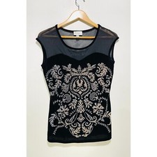 Dressbarn VTG Y2K top velvet shier sequins USA made sweetheart neck women S