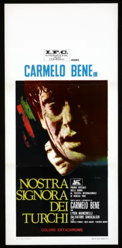 NOSTRA SIGNORA DEI TURCHI LOCANDINA CARMELO BENE PREMIO SPECIALE VENEZIA 1968