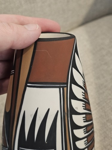 Desert Pueblo Pottery Hand Painted Porcelain Vase Signed #7 - Picture 10 of 12