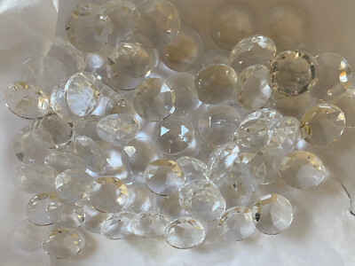 18MM GERMAN ROUND FLAT BACK FACETED GLASS CRYSTAL/CLEAR JEWEL (12 PCS)