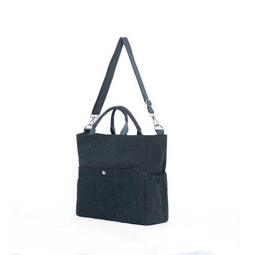 Corduroy Tote Bag Women W/ Multiple Pockets Everything Handbag Zipper Crossbody - Picture 8 of 9