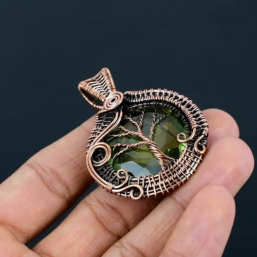 Peridot Gemstone Handmade Copper Wire Wrapped Pendant Jewelry LC-256 - Video 1 of 1
