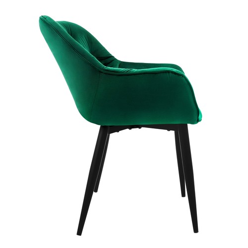 2x Sillas de terciopelo grueso verde oscuro asiento ergonómico para salón/cocina - Imagen 3 de 7