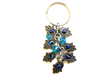 KEY RING METAL WITH BLUE SPARKLING STONES NWOT