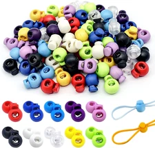 100Pcs Spring Cord Lock, Toggle Stoppers, Single Hole End round Fastener Buttons
