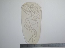 vtg 1960s 70s Tattoo Flash acetate stencil Snake Charmer Pinup girl signed WMN4