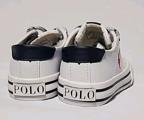 Polo Kids Sneaker SZ 5 Youth Ralph Lauren Low Top Sneaker In White Toddler - Picture 3 of 6