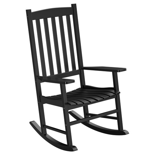 Outdoor Rocking Chair High Back Porch Rocker Chair for Lawn Garden Indoor Black - Picture 15 of 20