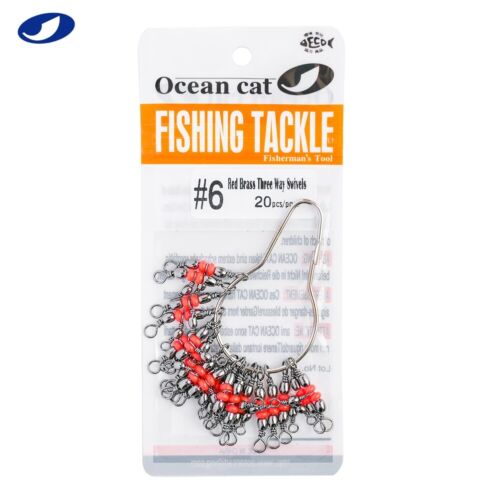 OCEAN CAT Red Brass Three Way Swivel Connector T-Turn Tackle Saltwater Fishing - Picture 4 of 8