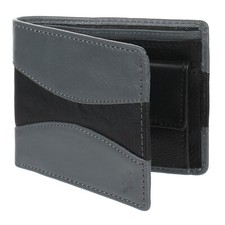 Small Grey Genuine Soft Leather Card Holder Wallet Slimline Coins  Cash Pocket