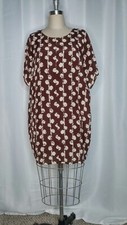 MADEWELL WOMEN'S OVERSIZED DOLMAN SLEEVE DRESS BROWN DOT PRINT MEDIUM SILK