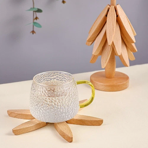 Tree Shape Wooden Trivets for Hot Dishes Pot Teapot - 3 Wooden Trivet + 1 Stand - Picture 8 of 12