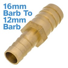 Brass 16mm To 12mm Straight Barb Fitting Hose Valve Air Water Adapter Converter