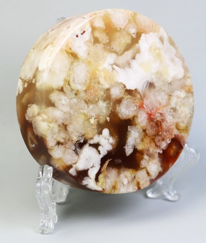 Natural Snowflake Cherry Blossom Agate Slice Quartz Crystal Stone Healing Stand - Imagen 6 de 16