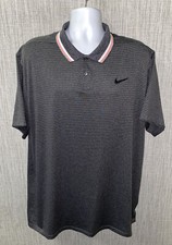 Camisa Polo Nikr Dri-Fit Para Hombres Gris/Negro Rayas Talla 2XL