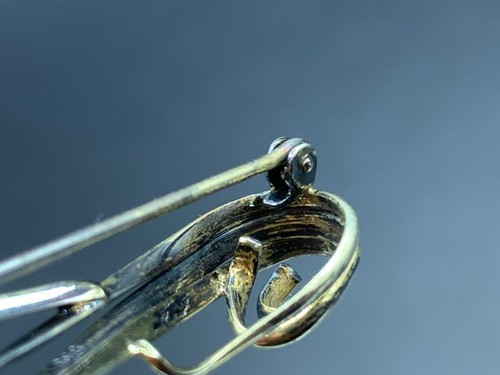 Art Deco 835 Sterling Silver Gold Wash Plated Chatelaine Pin Brooch - Picture 7 of 11