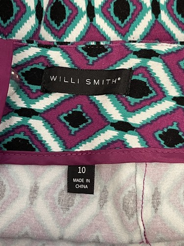 Willi Smith Mini Skirt Women's 10 Back Zip Geometric Stretch Sexy N236 - Picture 5 of 6