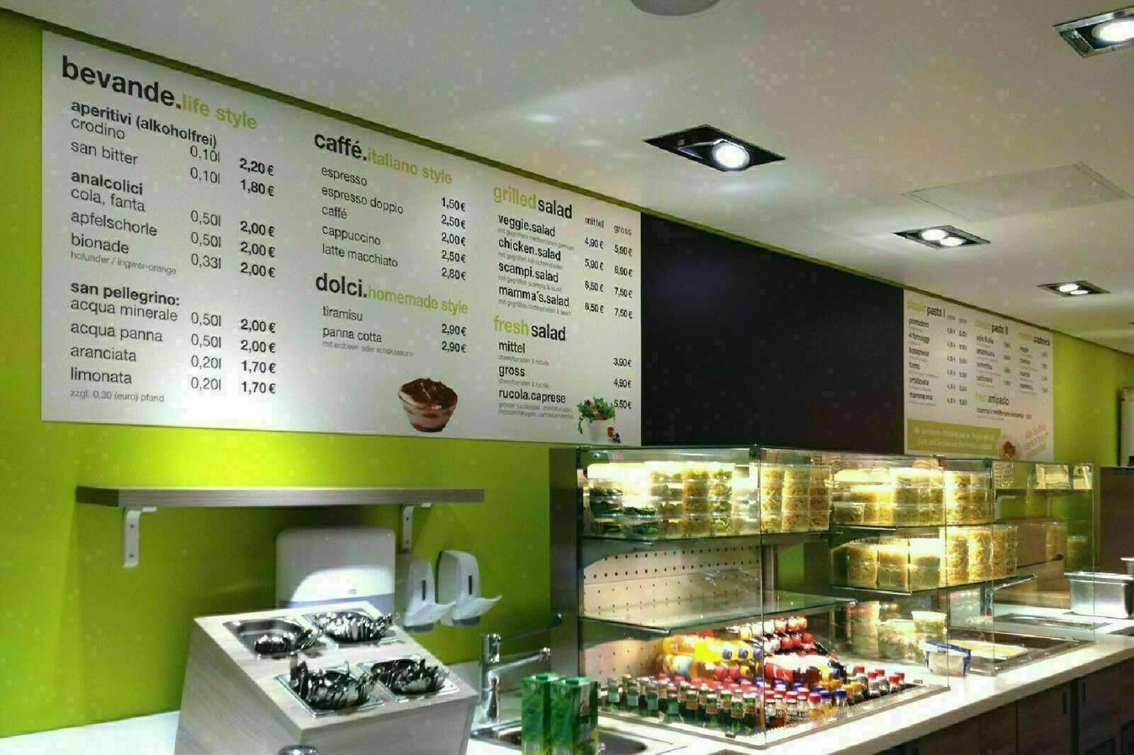 Bedruckte Menütafel Imbiss Preisschild Innen 195 cm x 80 cm REDUZIERT !