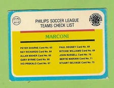 #D293.  1978 SCANLENS PHILIPS LEAGUE SOCCER MARCONI  CHECKLIST CARD