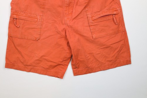 Vintage Y2K 2000 Gap Mens XL Faded Ripstop Belted Cargo Shorts Orange Cotton - Picture 4 of 12