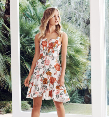 Ever New Melbourne Lucy Lace Up Corselet Fit & Flare Linen Mini Dress Size  4/6 | eBay