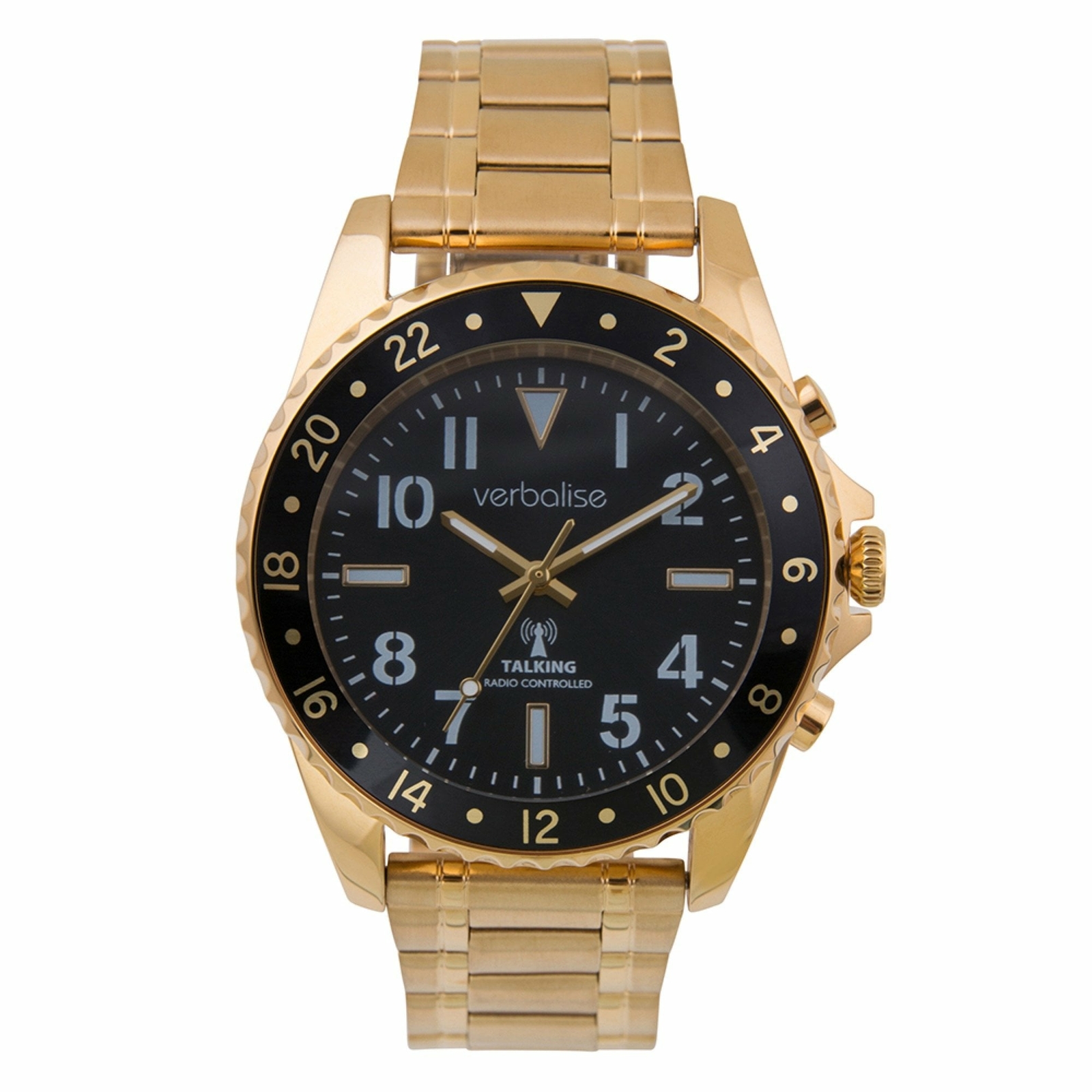 Verbalise Deluxe Mens Talking Watch with Gold Bracelet Strap