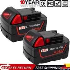 2X new Battery For Milwaukee for M18 Lithium 8.0 AH Extended Capacity 48-11-1860