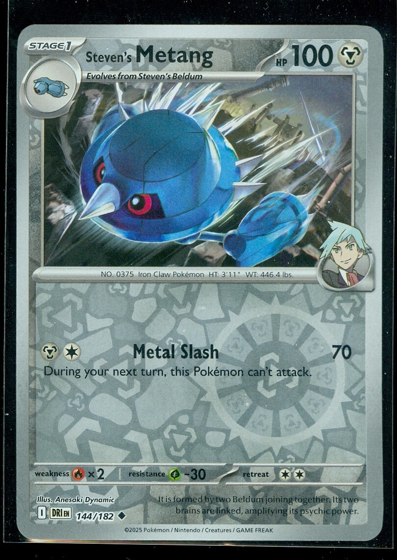 Pokemon STEVEN'S METANG 144/182 - Destined Rivals -  Rev Holo - MINT