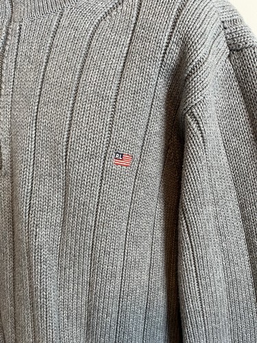 XL Polo Jeans Co Ralph Lauren grau 1/2 Half Zip Pullover Rippstrick Sweater Shirt - Bild 3 von 7