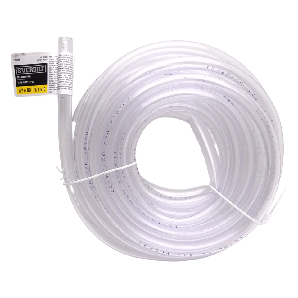 Lot of 5 Everbilt HKP001-PVC004 Clear PVC Vinyl Tubing, ø1/2" OD x ø3/8" ID, 20' - Image 3 of 4