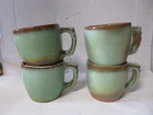 Vtg Frankoma Pottery Prairie Green Plainsman Coffee Mug Set of 4 Cups